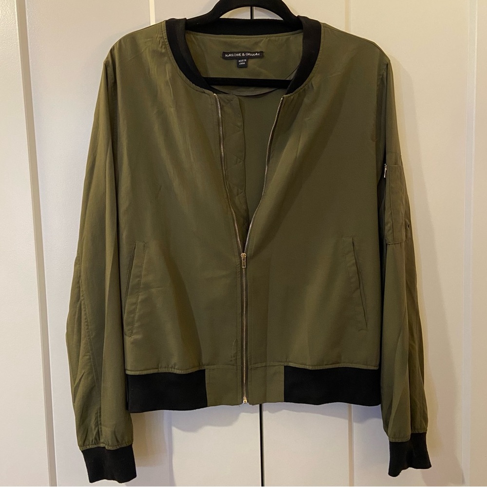 Harlowe & Graham green bomber jacket